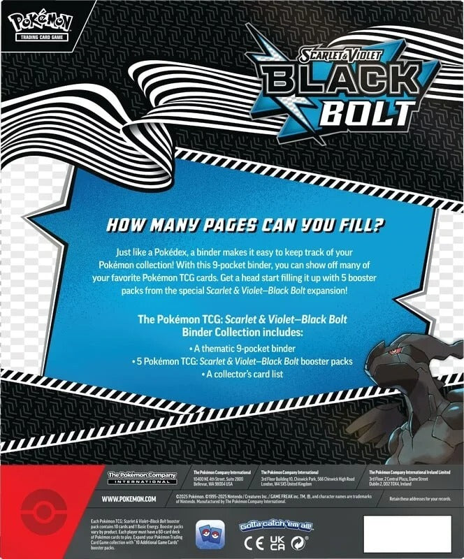 Pokemon TCG: Scarlet & Violet - Black Bolt Binder Collection Card Game Pokemon