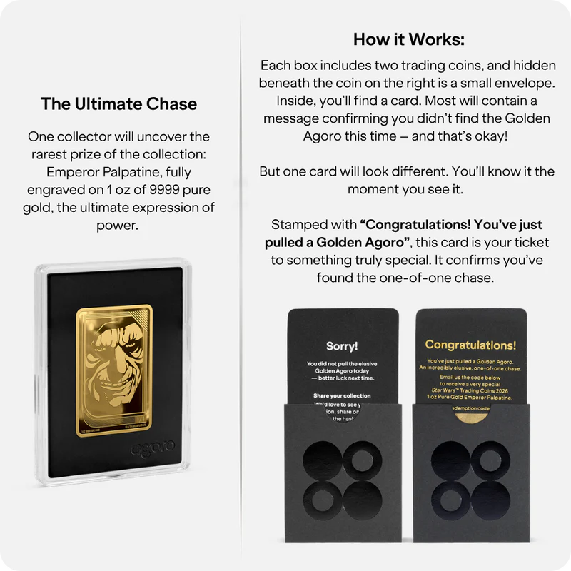 Agoro: Star Wars Trading Coins 2026 Pure Silver & Gold Limited Edition Blind Box Collectible Agoro