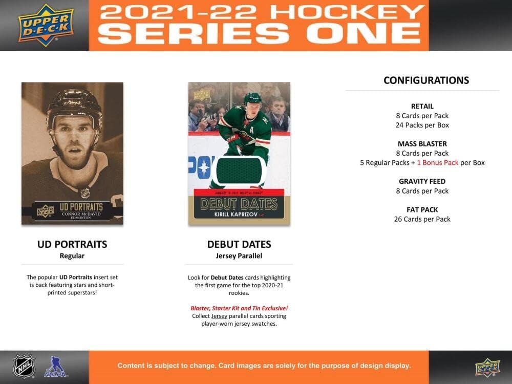 Upper Deck: 2021-22 Series 1 Hockey Blaster Box - 6 Packs + 1 Bonus Pack Card Game Upper Deck