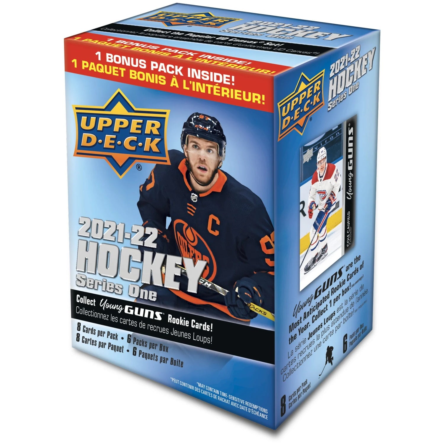 Upper Deck: 2021-22 Series 1 Hockey Blaster Box - 6 Packs + 1 Bonus Pack Card Game Upper Deck