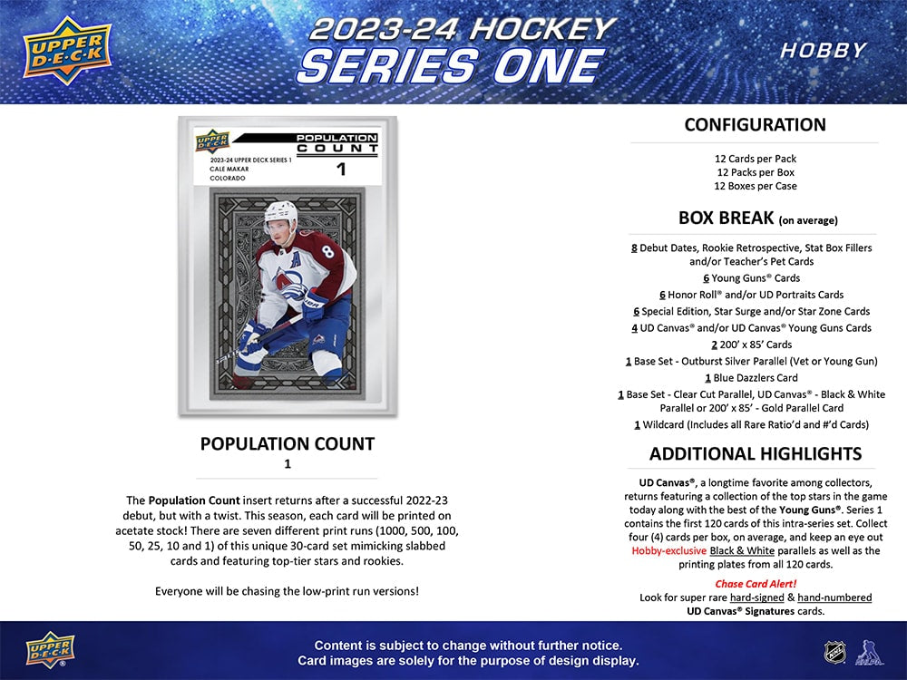 Upper Deck: 2023-24 Series 1 Hockey Hobby Box - 12 Packs Card Game Upper Deck