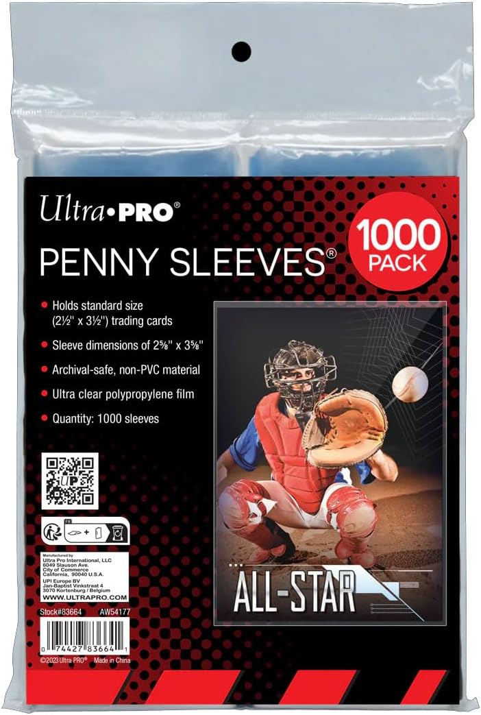 Ultra Pro: Clear Card Soft Sleeve Standard 2.5" x 3.5" 1000 Pack Penny Sleeves Card Game Accessories Ultra Pro