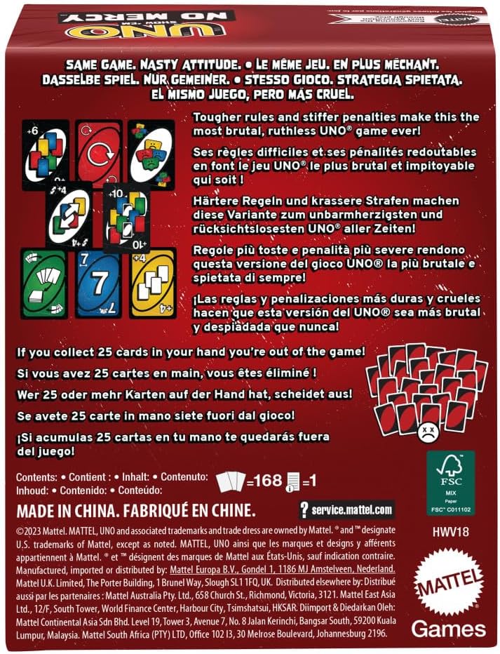 UNO: Show' Em No Mercy Card Game Board Game Mattel