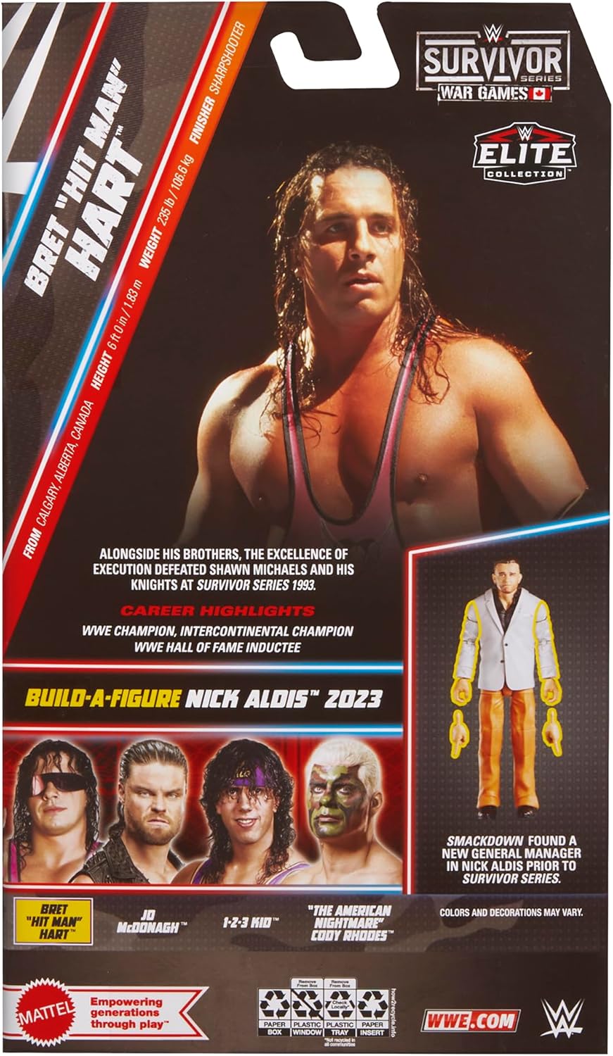 WWE Elite Collection: Survivor Series War Games - Bret Hart Figure Toys & Games Mattel