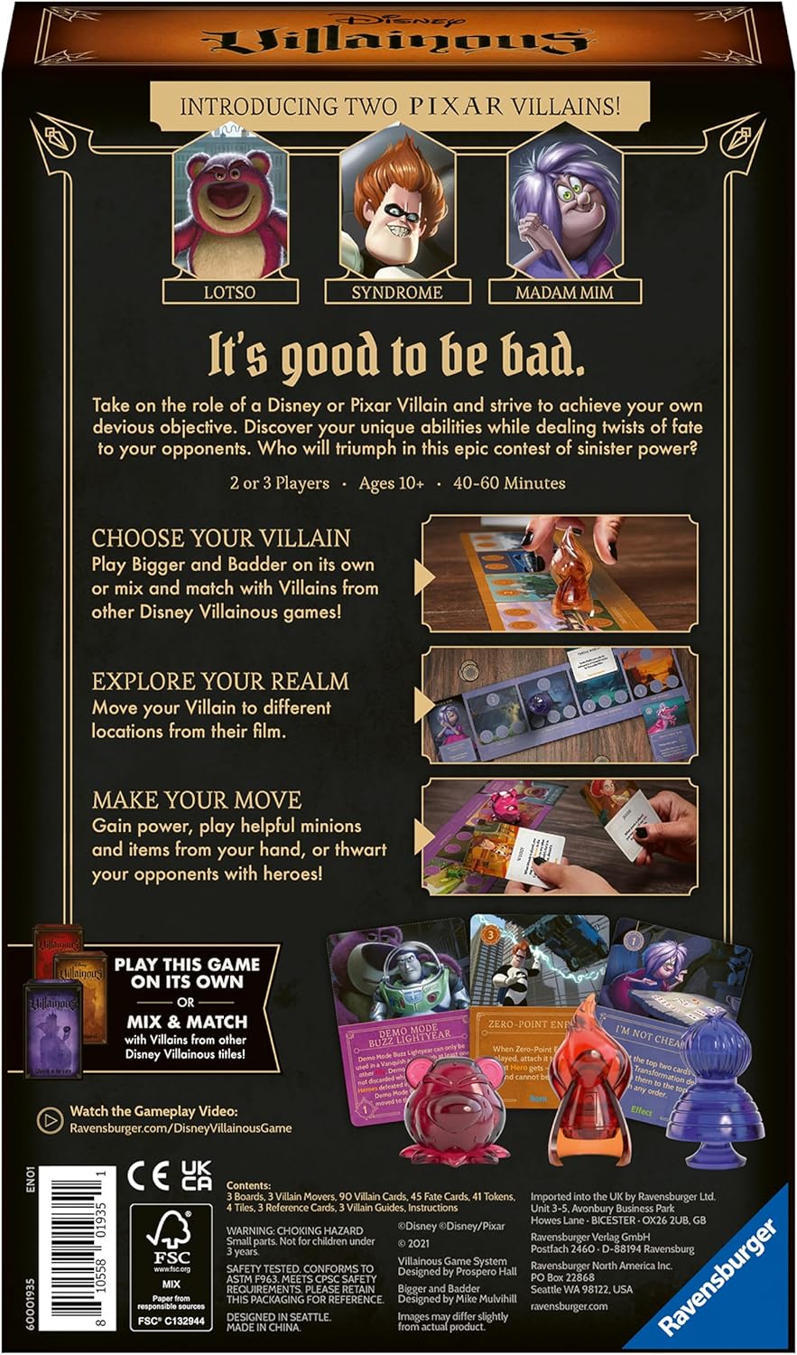 Disney Villainous: Bigger and Badder Stand-Alone & Expansion [Board Game 2-3 Players] Board Game Ravensburger