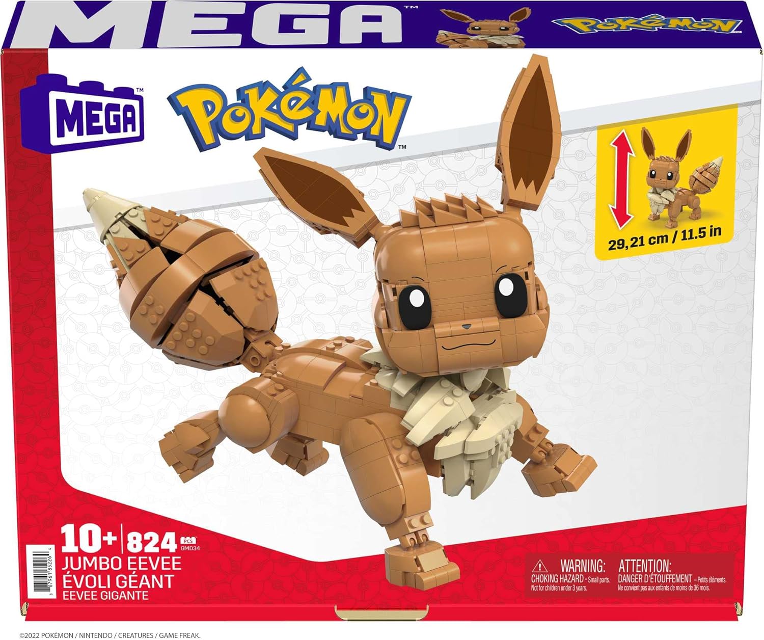 MEGA Pokemon: Jumbo Eevee - 824 Piece Building Set - Articulated and Poseable Toys & Games Mattel