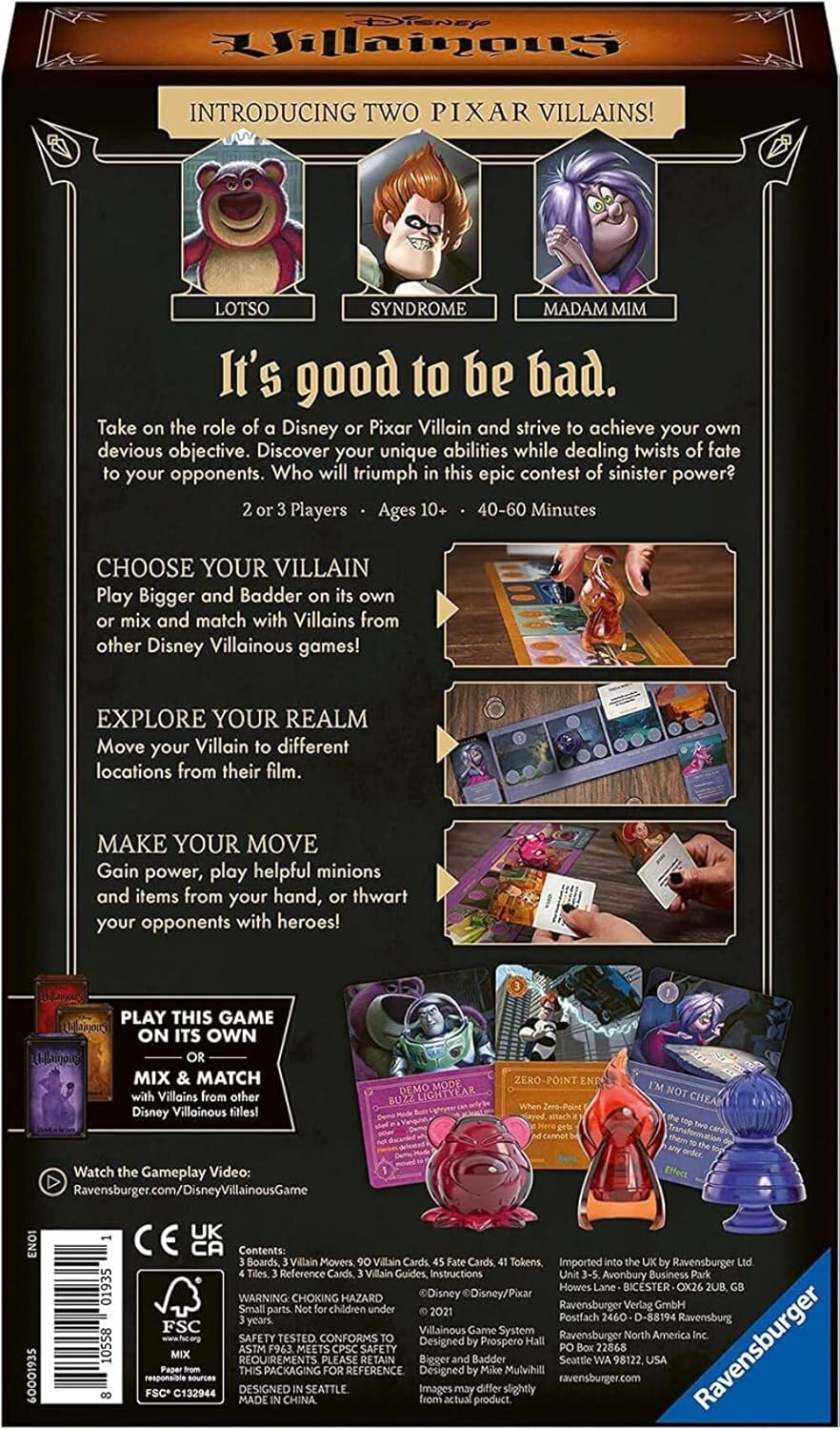 Disney Villainous: Bigger and Badder Stand-Alone & Expansion [Board Game 2-3 Players] Board Game Ravensburger