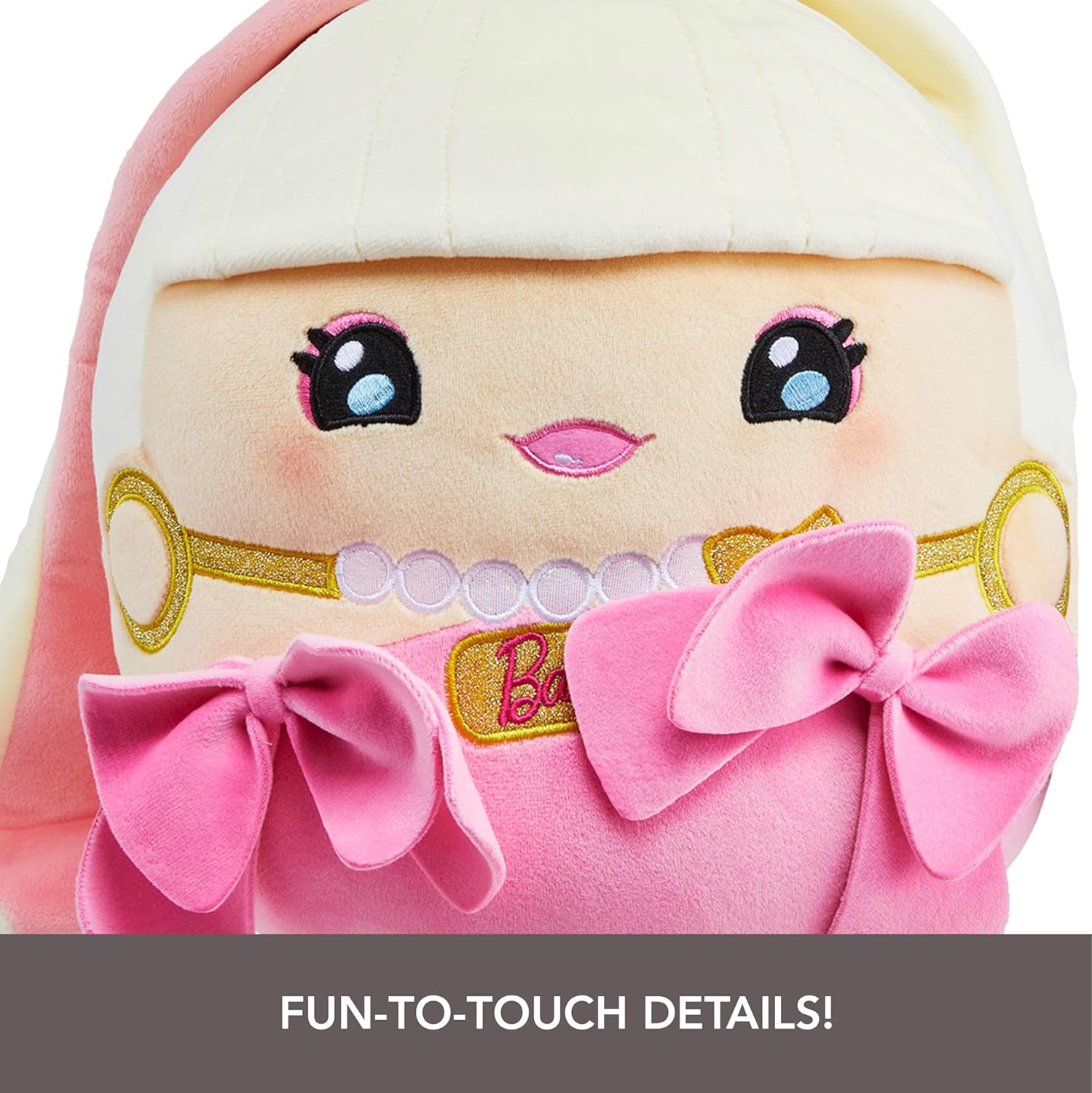 Barbie Cuutopia: Iconic Pink Look & Felt Pink Bow - 10 in Plush Plushies Mattel