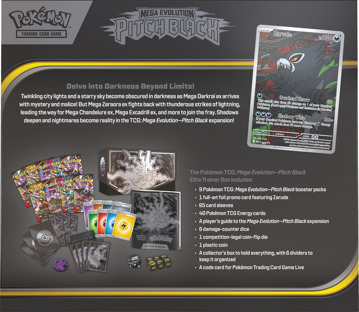 Pokemon TCG: Mega Evolution - Pitch Black Elite Trainer Box Card Game Pokemon