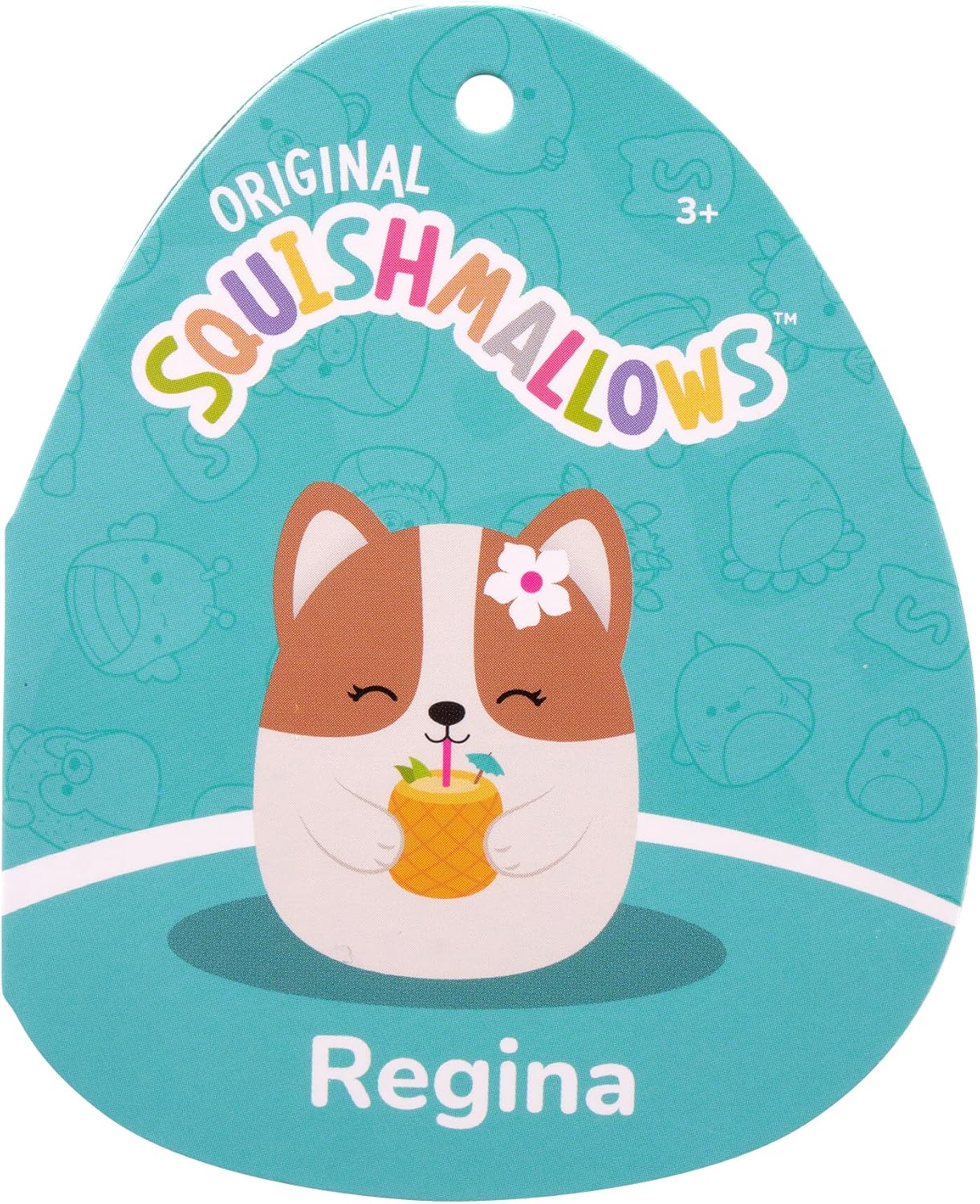 Squishmallows Original : Regina the Corgi with Pineapple Drink & Flower - 7.5" Inch Plush Plushies Jazwares