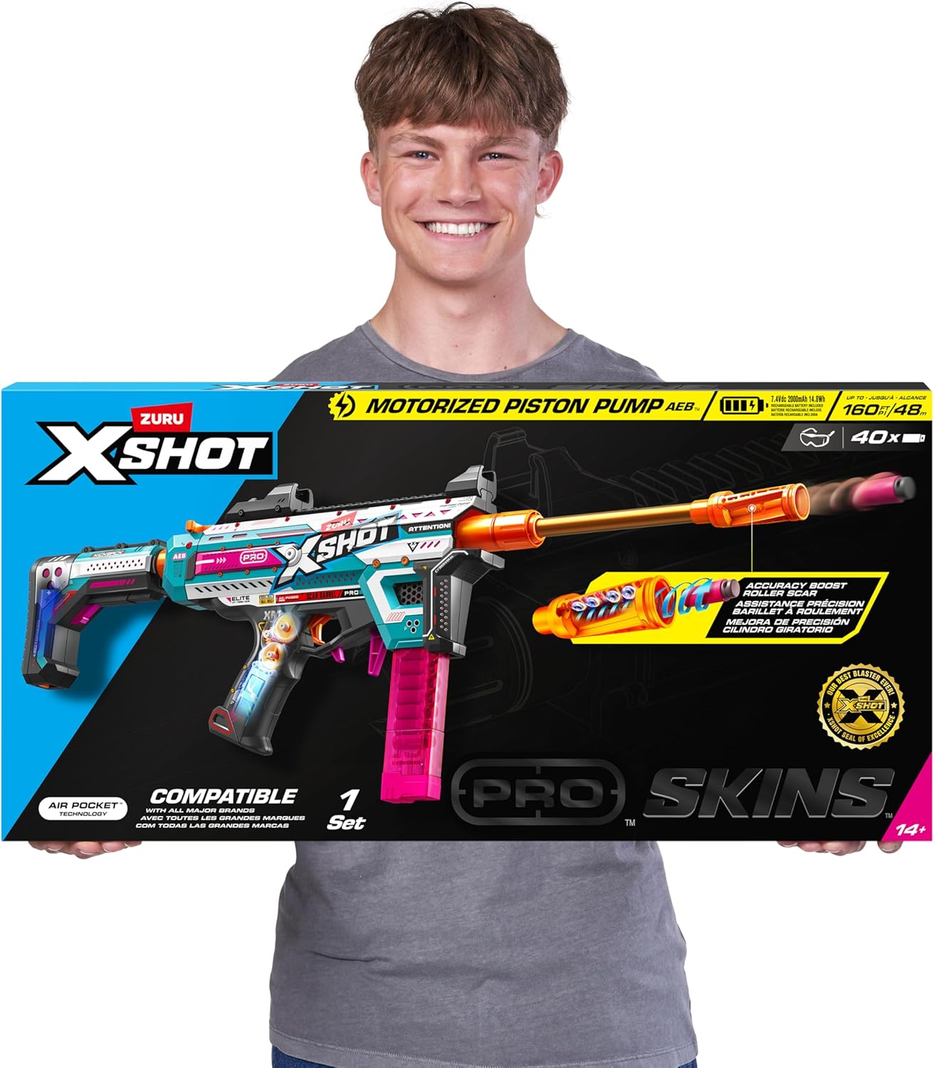 XSHOT Pro Motorized Piston Pump AEB Toy Motorized 40 Darts Air Pocket Blaster Toys & Games Zuru
