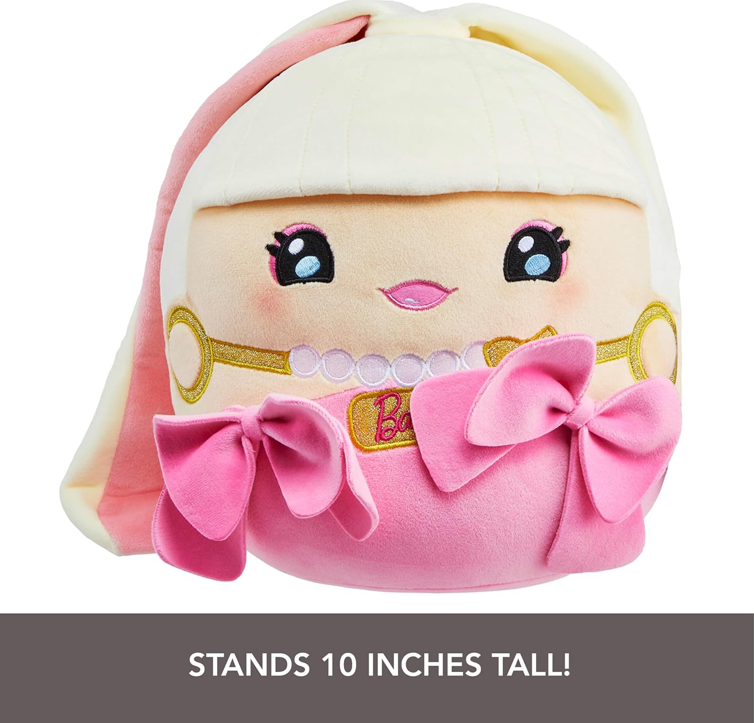 Barbie Cuutopia: Iconic Pink Look & Felt Pink Bow - 10 in Plush Plushies Mattel