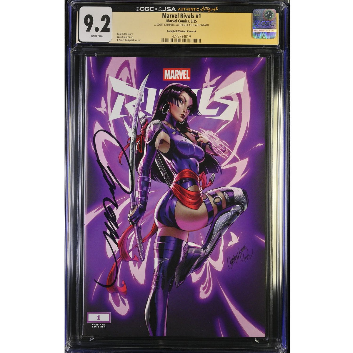 Marvel Rivals: #1 [J Scott Campbell CGC 9.2 JSA Signed CVR A] 2025 Comics Marvel Comics