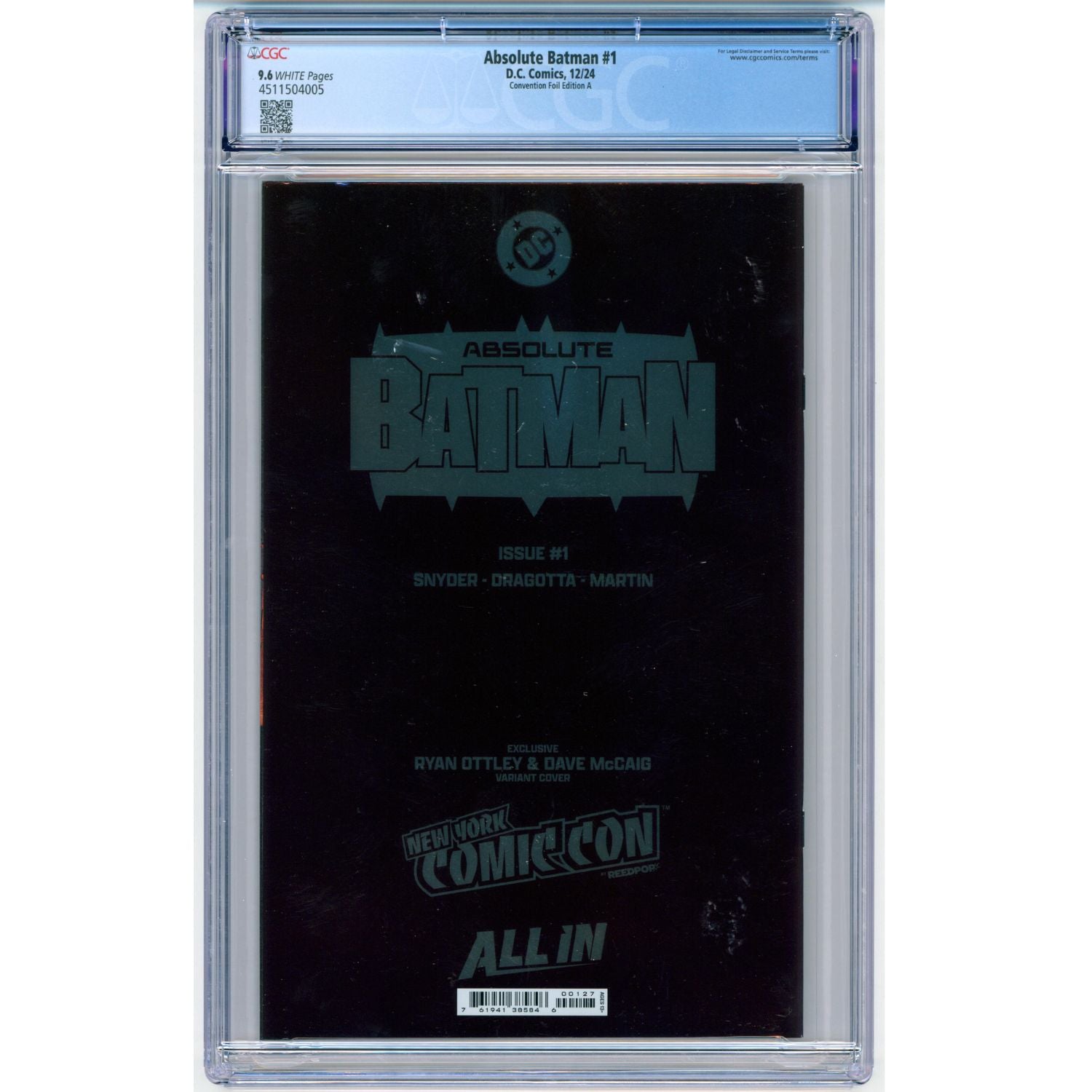 Absolute Batman: #1 [Ottley CGC 9.6 NYCC Foil CVR A] 2024 Comics DC Comics