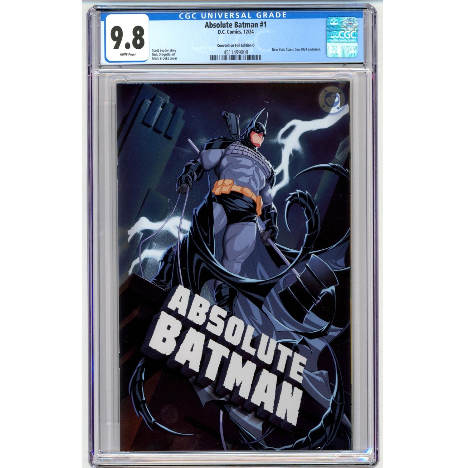 Absolute Batman: #1 [1st Printing Mark Brooks CGC 9.8 NYCC Foil CVR D DC Comics] Comics DC Comics