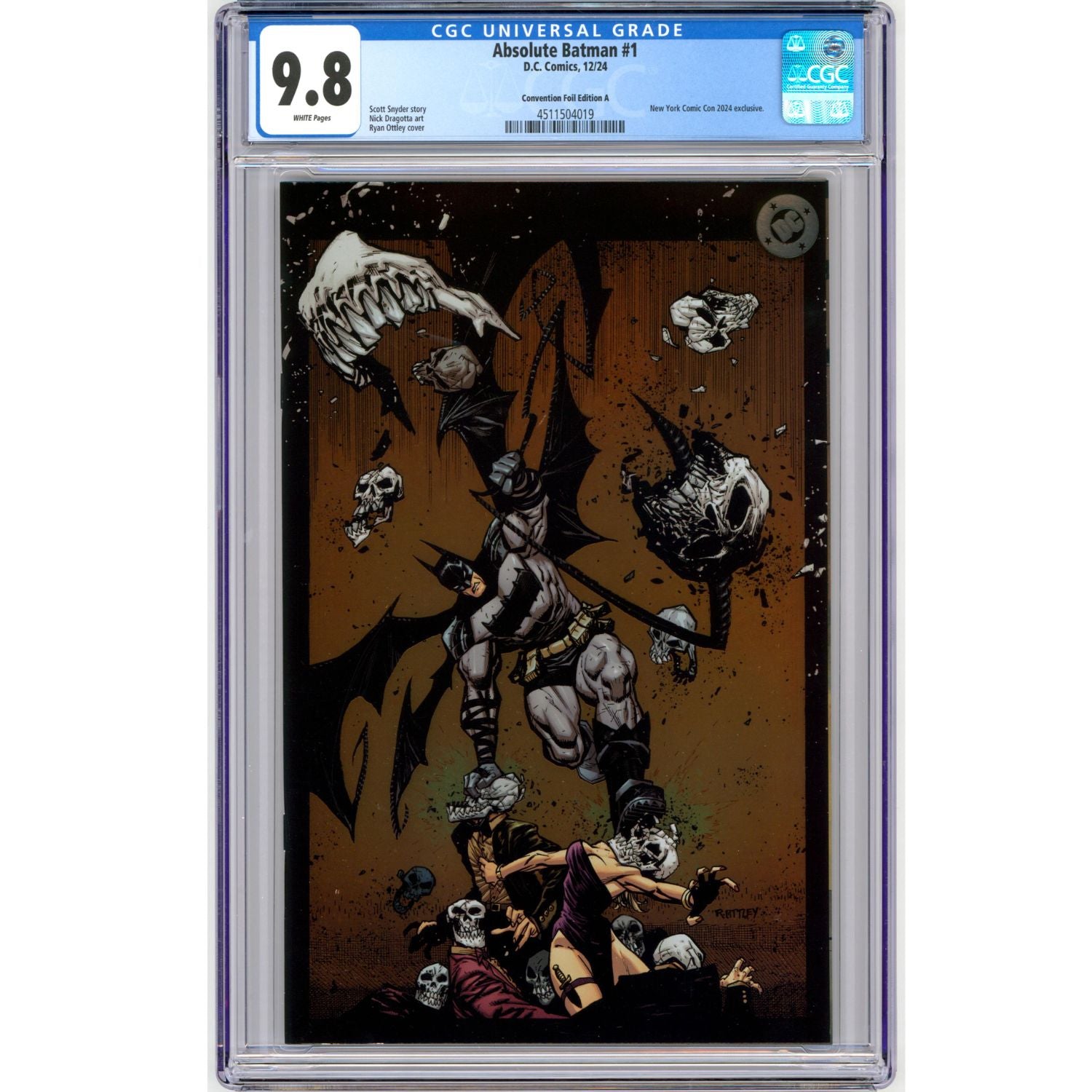Absolute Batman: #1 [1st Printing Ryan Ottley CGC 9.8 NYCC Foil CVR A] 2024 Comics DC Comics