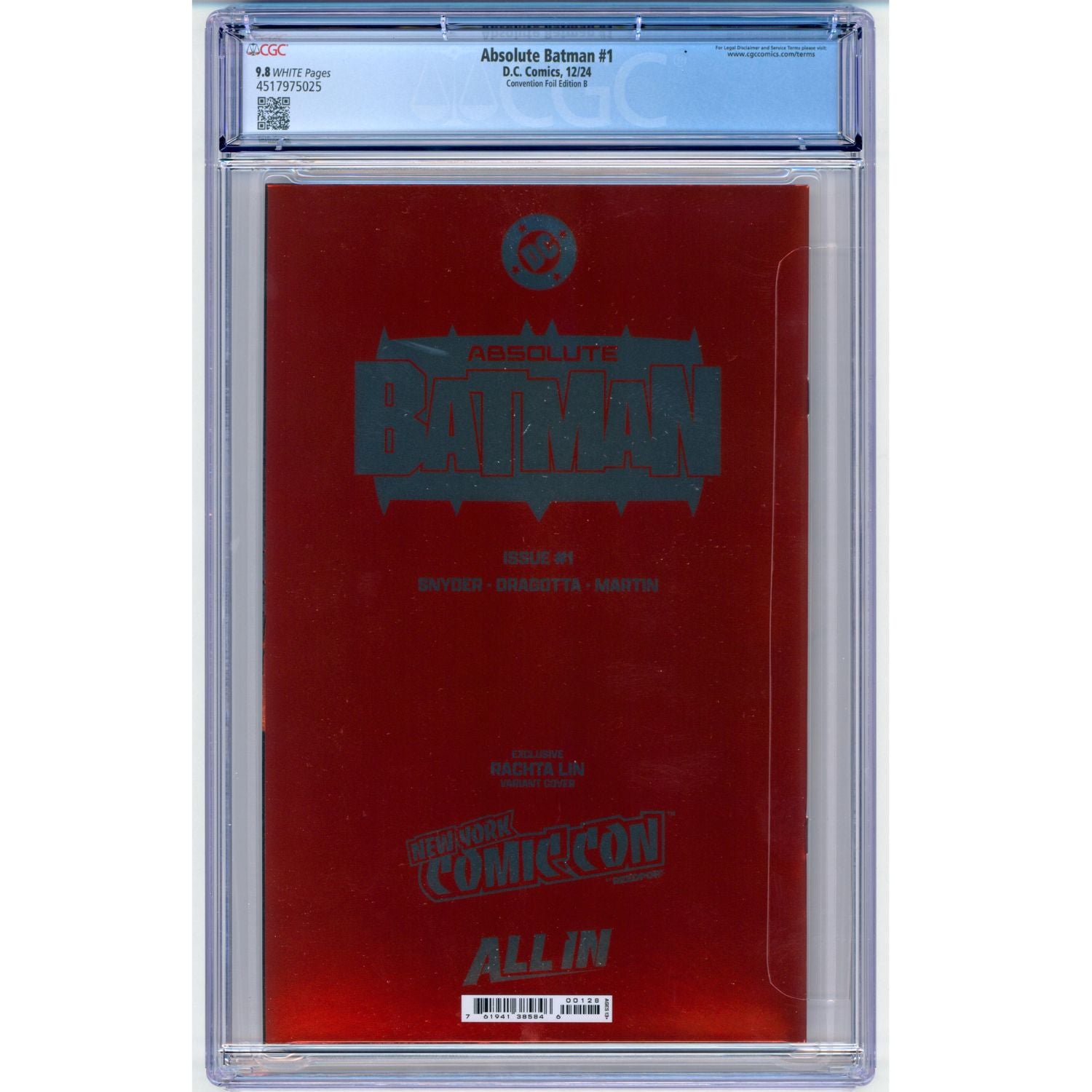 Absolute Batman: #1 [1st Printing Rachta Lin CGC 9.8 NYCC Foil Edition CVR B] Comics DC Comics