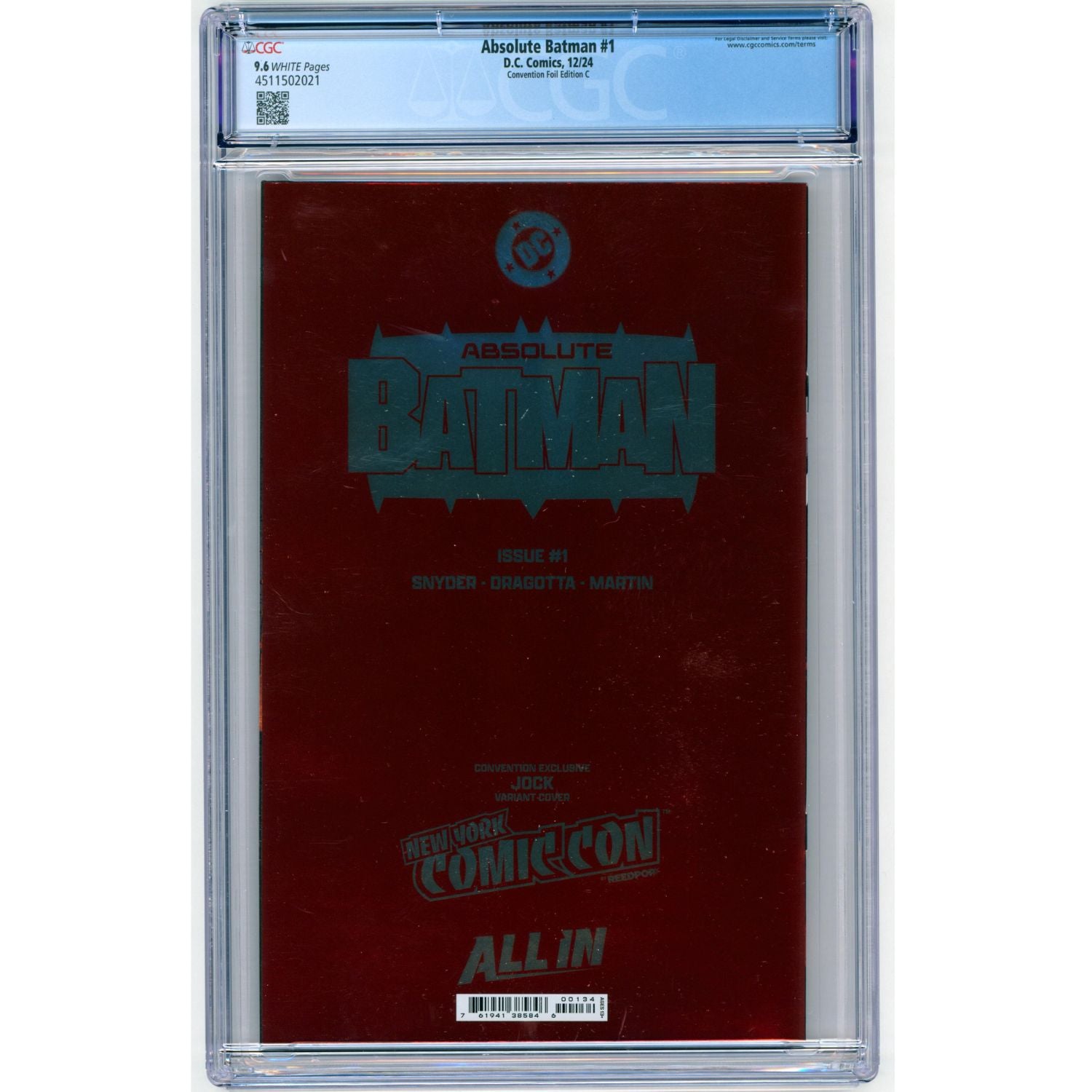 Absolute Batman: #1 [Jock CGC 9.6 NYCC Convention Foil CVR C] Comics DC Comics
