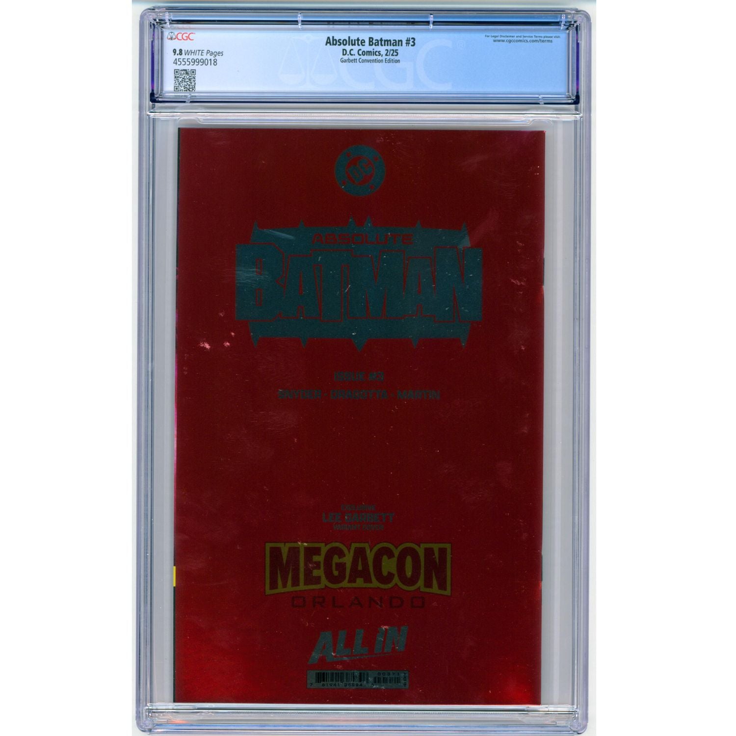 Absolute Batman: #3 Lee Garbett MegaCon Exclusive Foil 1st Printing [CGC 9.8] Comics DC Comics