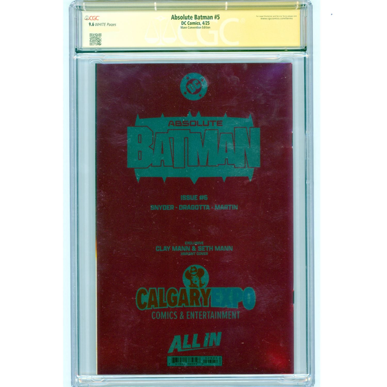 Absolute Batman: #5 [Mann & Snyder CGC 9.6 Signature Series Virgin Foil] 2025 Comics DC Comics