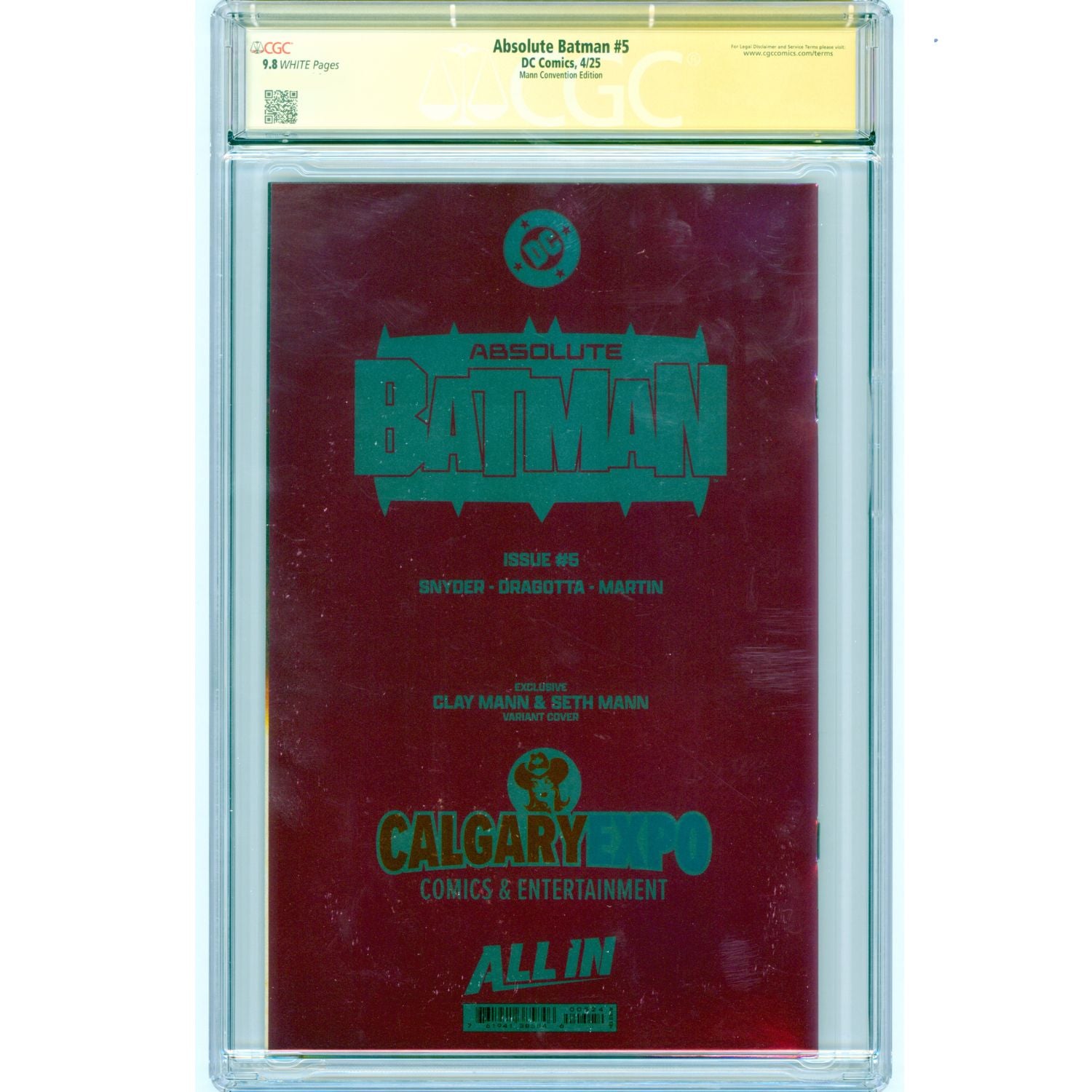 Absolute Batman: #5 [Mann & Snyder Signed CGC 9.8 Signature Series Virgin Foil] Comics DC Comics
