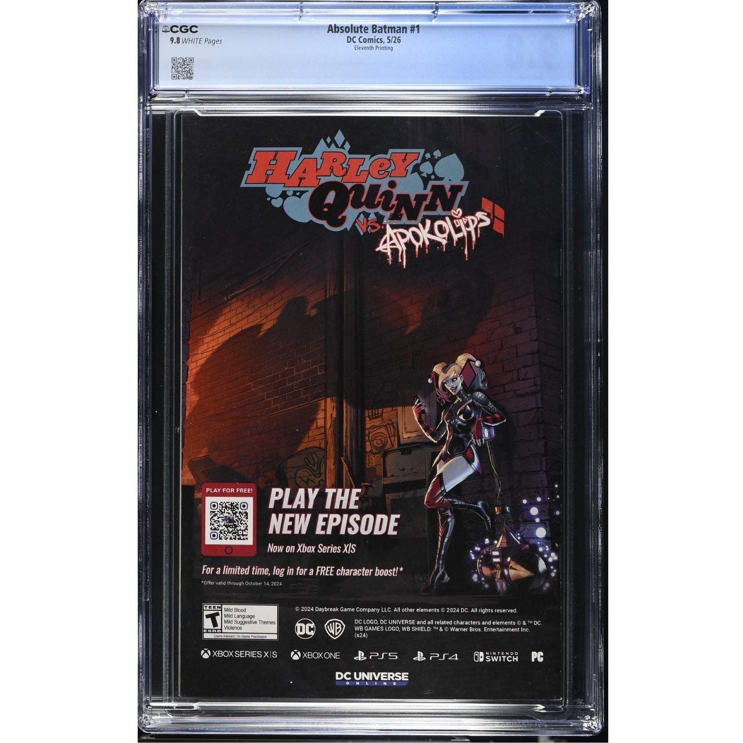 Absolute Batman: #1 [Nick Dragotta CGC 9.8 11th Print CVR ZL] 2024 Comics DC Comics