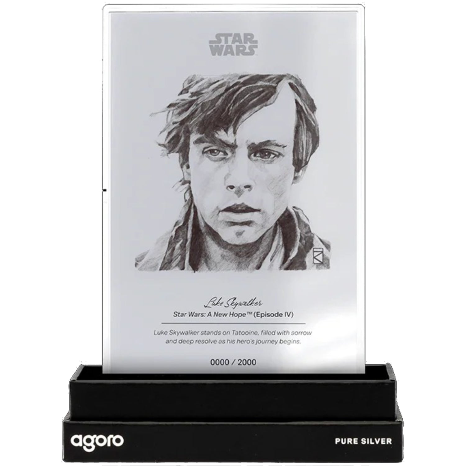 Agoro: Star Wars Sketch Art - Luke Skywalker 5g Silver Foil Collectible Agoro