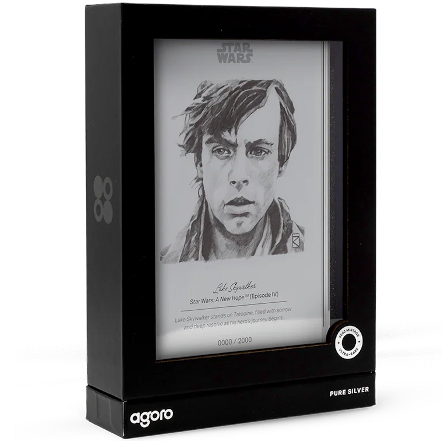 Agoro: Star Wars Sketch Art - Luke Skywalker 5g Silver Foil Collectible Agoro