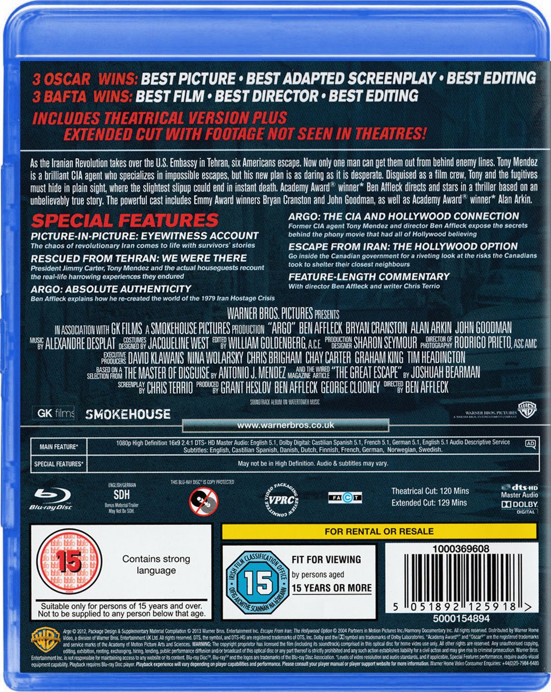 Argo - Extended Cut [Blu-Ray] Blu-Ray Movie Warner Bros.   