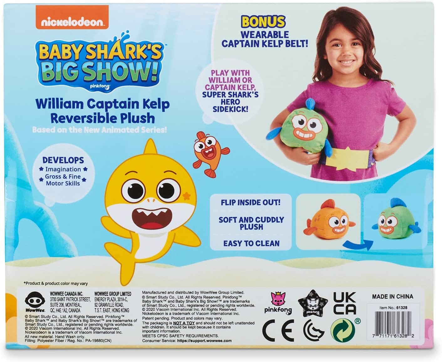 Baby Shark's Big Show!: William and Captain Kelp Reversible Plush Plushies WowWee