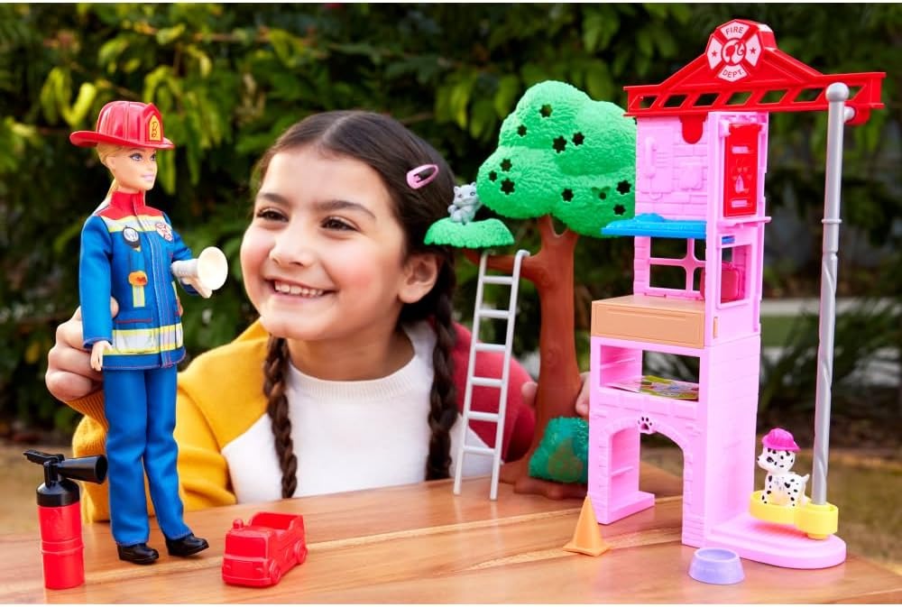 Barbie Careers Firefighter Doll & Playset with Fire Station & Tree Toys & Games Mattel