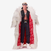 Barbie The Movie: Ken Doll Wearing Big Faux Fur Coat & Black Fringe Vest with Bandana Toys & Games Mattel