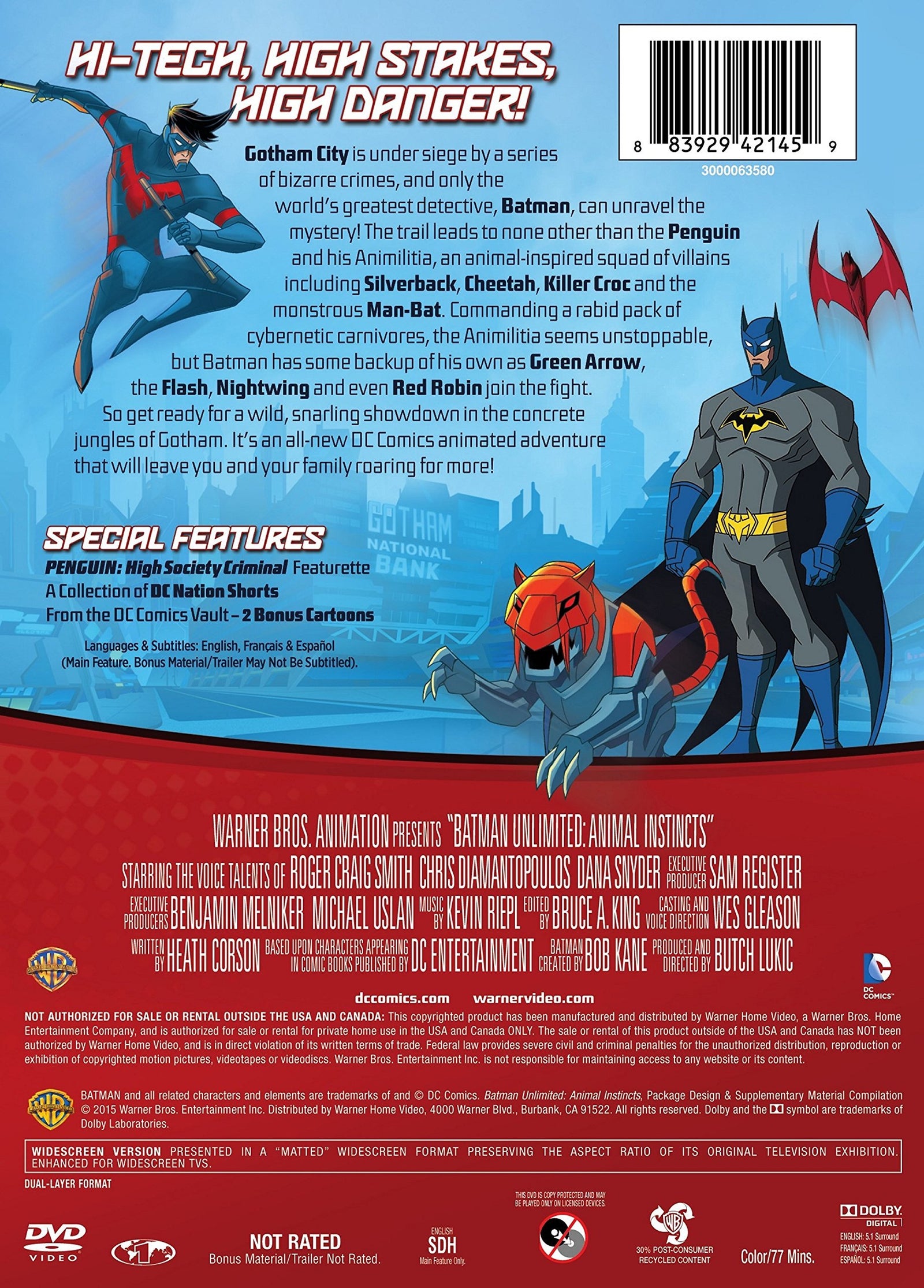 Batman Unlimited Animal Instincts with Fire Bat Toy [DVD] DVD Movie DC Comics   