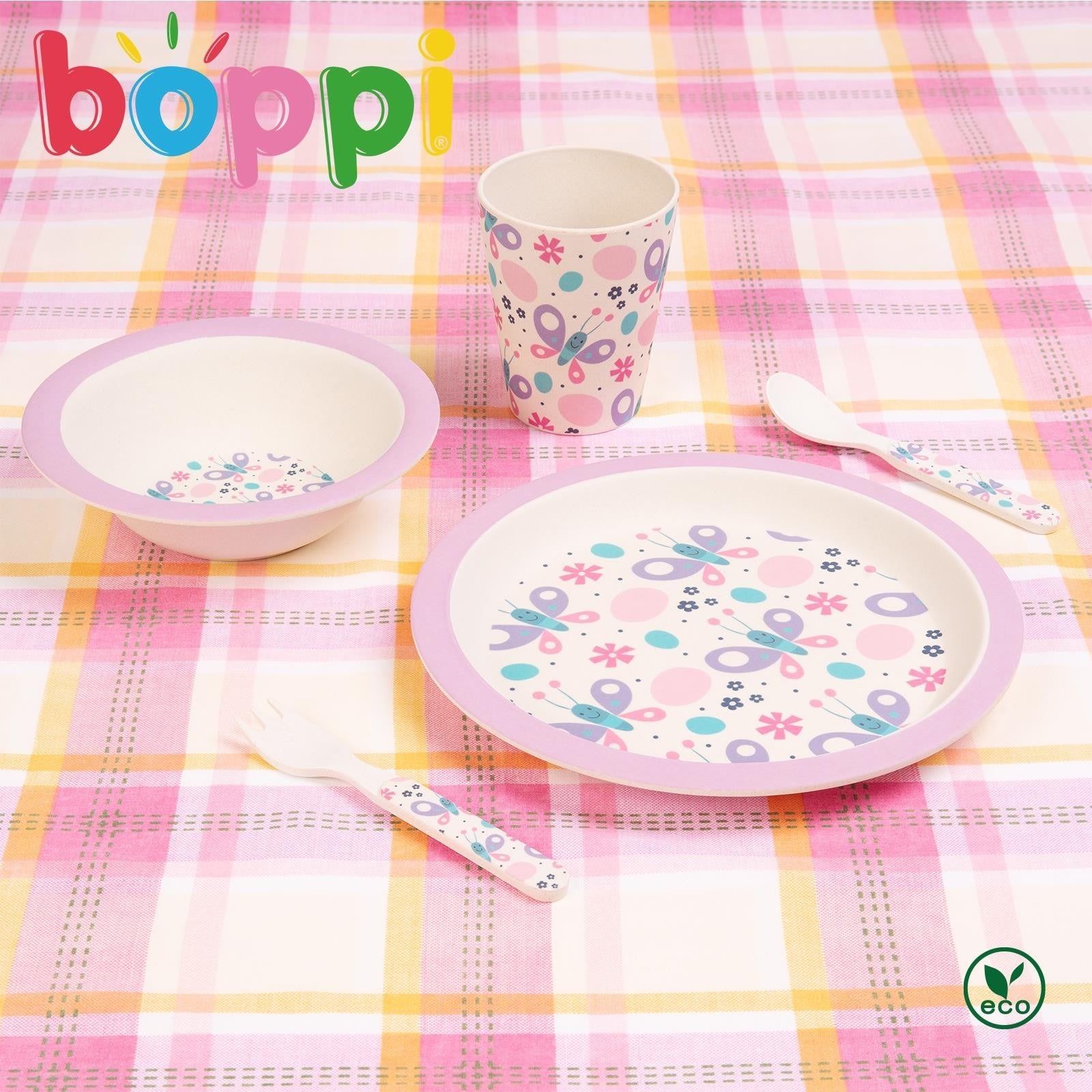 Boppi: Bamboo Dinnerware 5-Piece Set - Butterflies Toys & Games Boppi