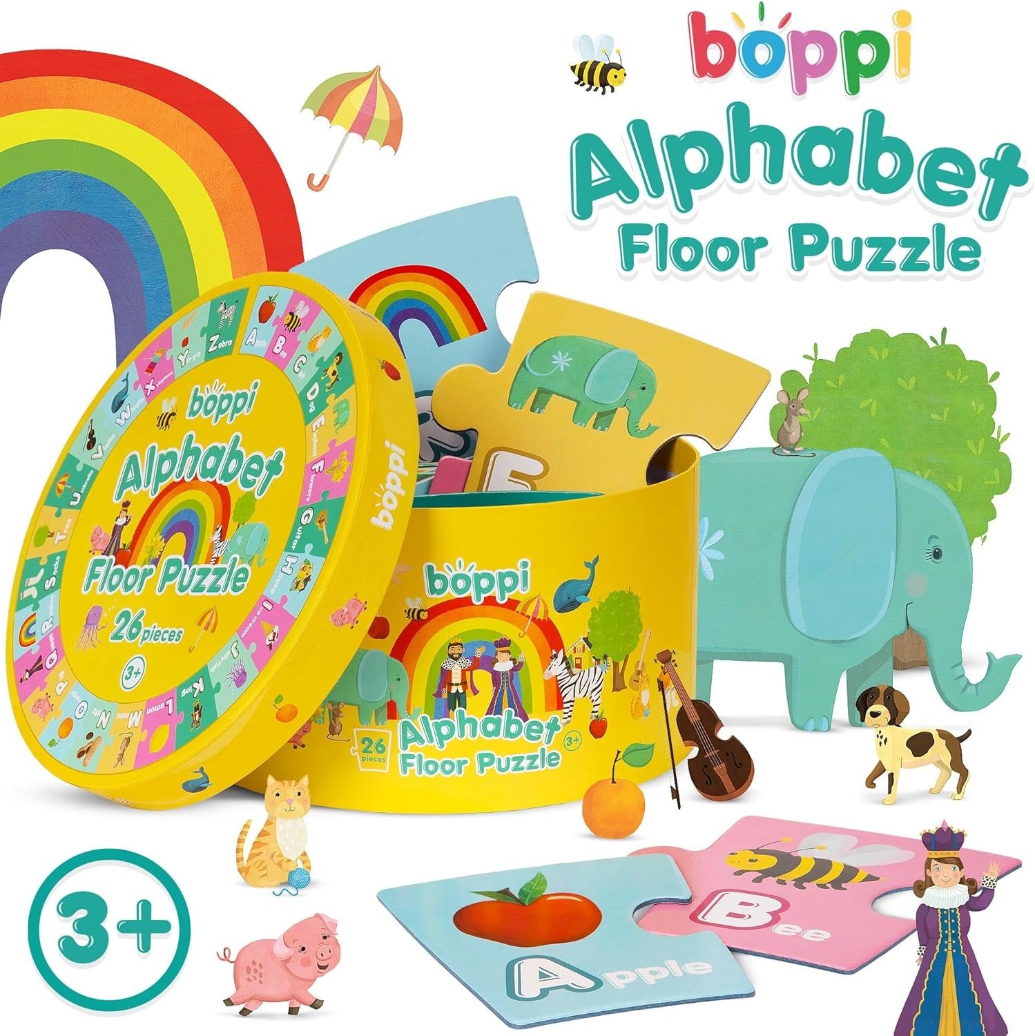 Boppi: Round Alphabet Floor Puzzle - 26 Piece Puzzle Toys & Games Boppi