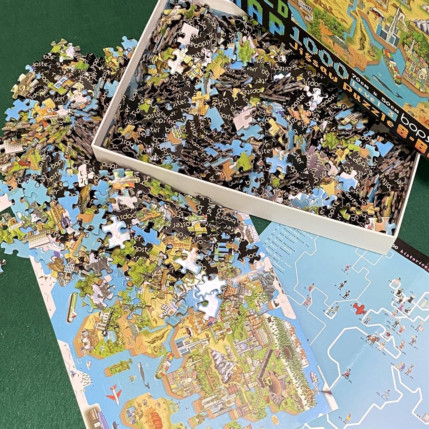 Bopster: 8-Bit World Map - 1000 Piece Puzzle Board Game Bopster