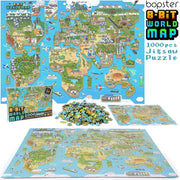 Bopster: 8-Bit World Map - 1000 Piece Puzzle Board Game Bopster