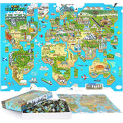 Bopster: 8-Bit World Map - 1000 Piece Puzzle Board Game Bopster