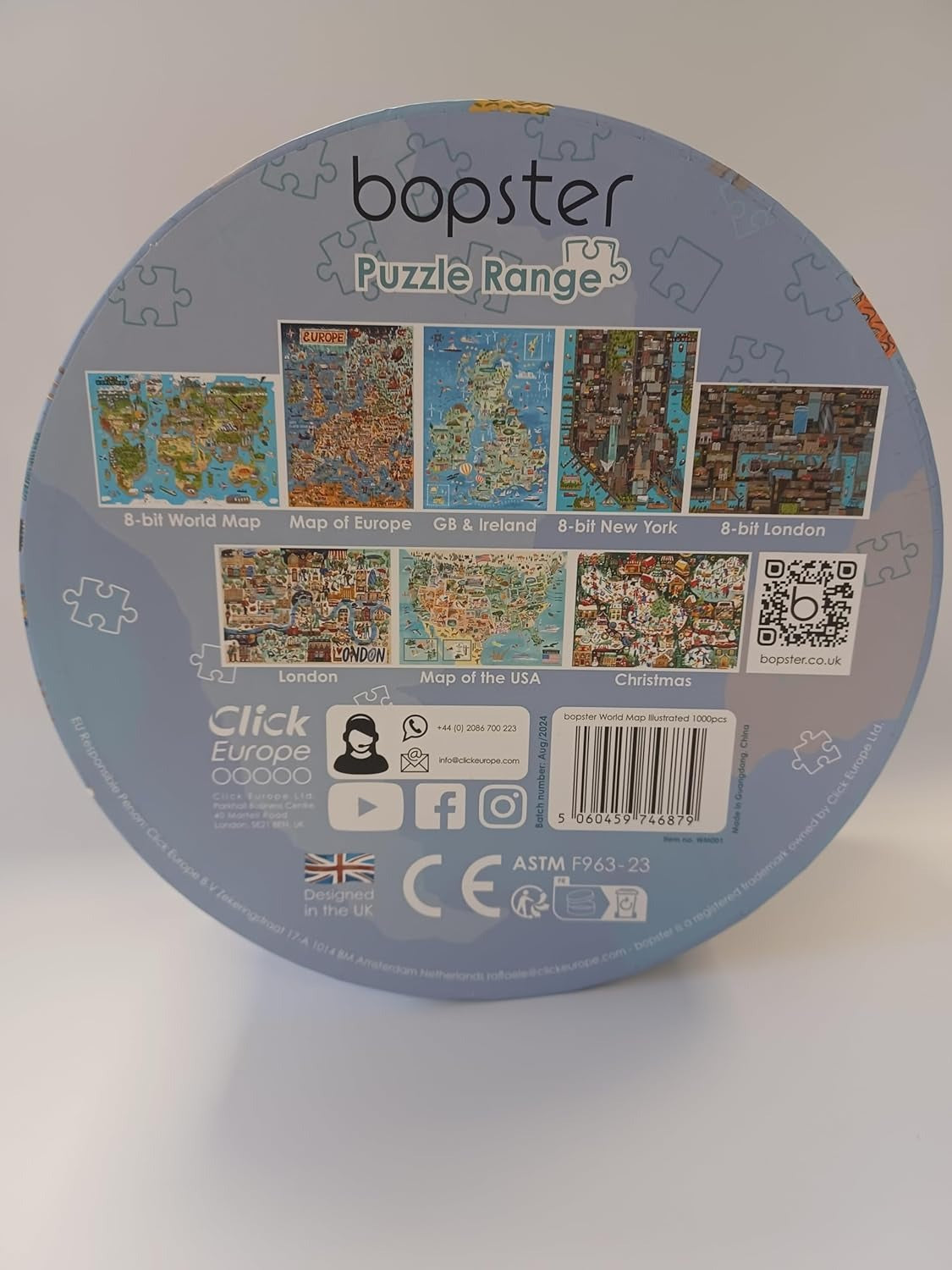Bopster: Illustrated World Map Round Puzzle - 1000 Piece Puzzle Board Game Boppi