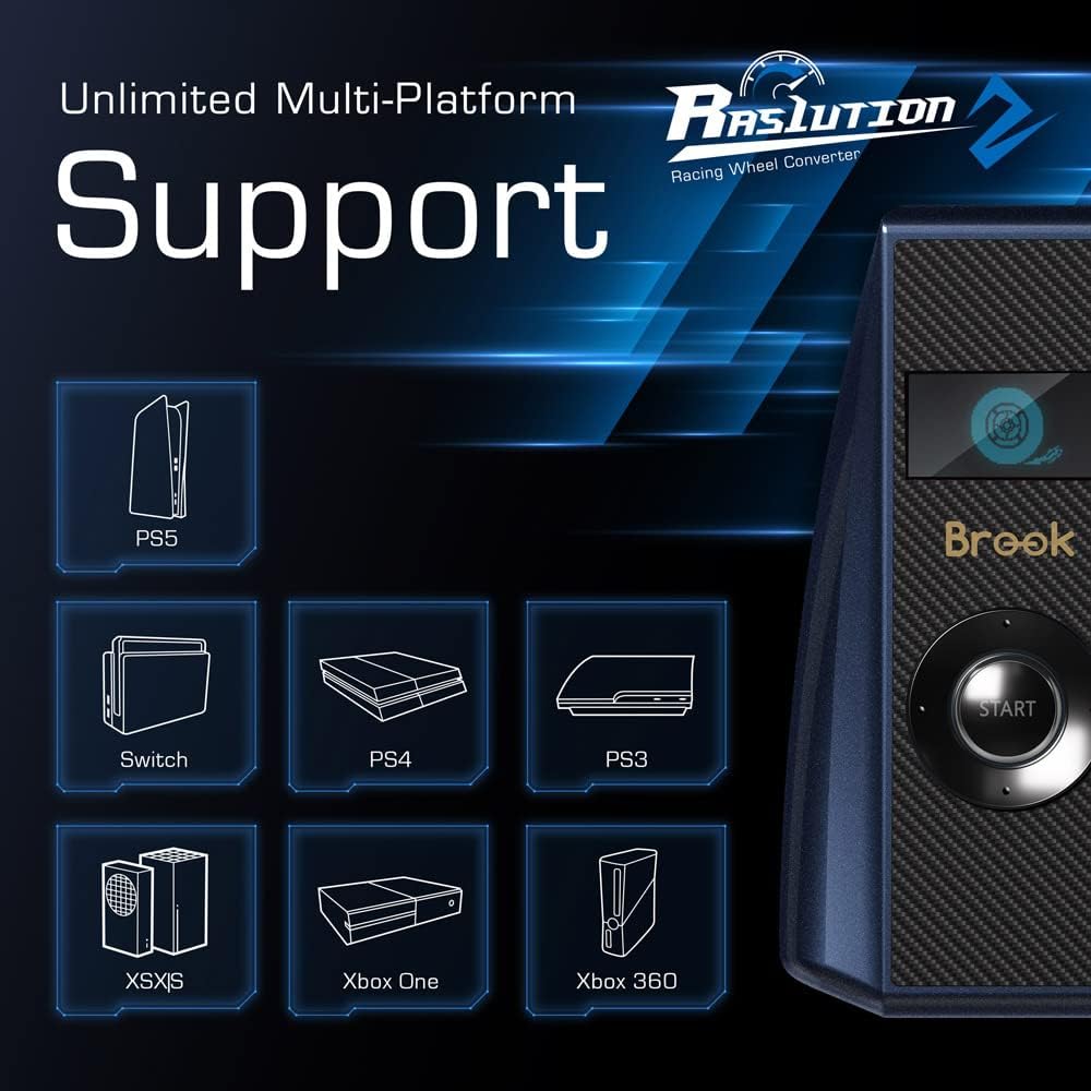 Brook Gaming: Ras1ution 2 Racing Wheel Converter for Nintendo Switch, Playstation 3 4 5, Xbox One X S 360 & More [Electronics] Electronics Brook Gaming