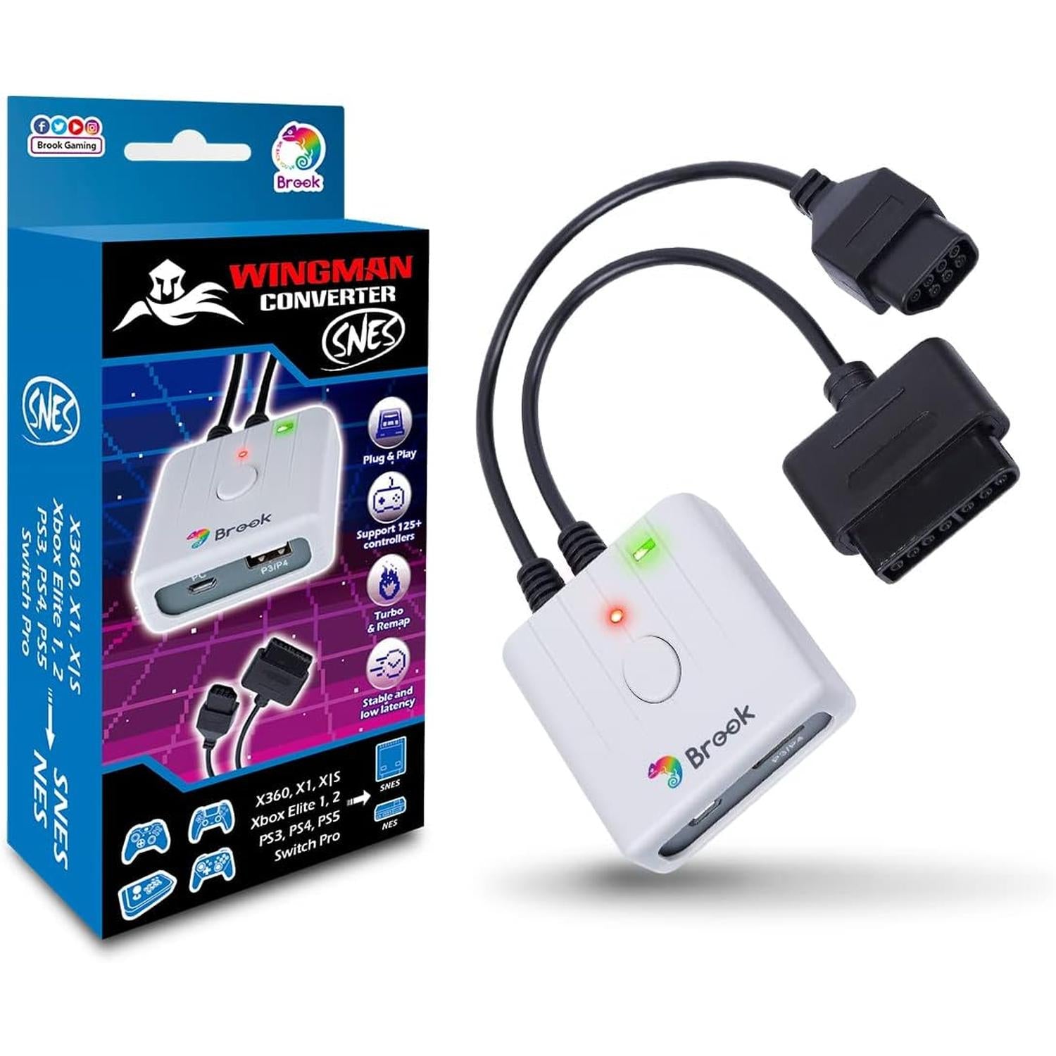 Brook Gaming: Wingman Gaming Converter Adapter [Retro Gaming SNES NES FC SFC XB PS4 PS2 PS5 NES Switch 360] Retro Accessories Brook Gaming   