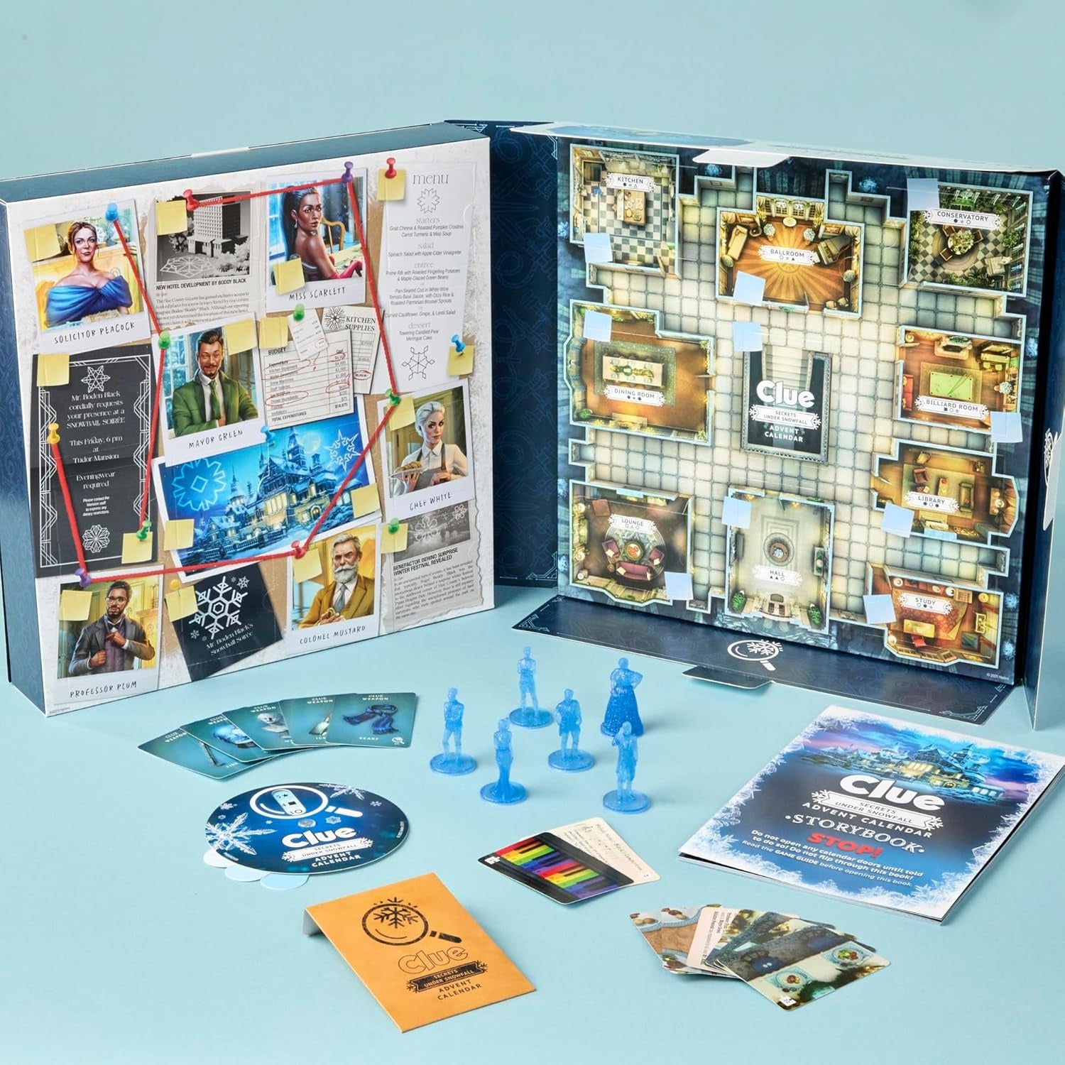 Clue: Advent Calendar - Secrets Under Snowfall [Board Game, 2-4 Players] Board Game Hasbro