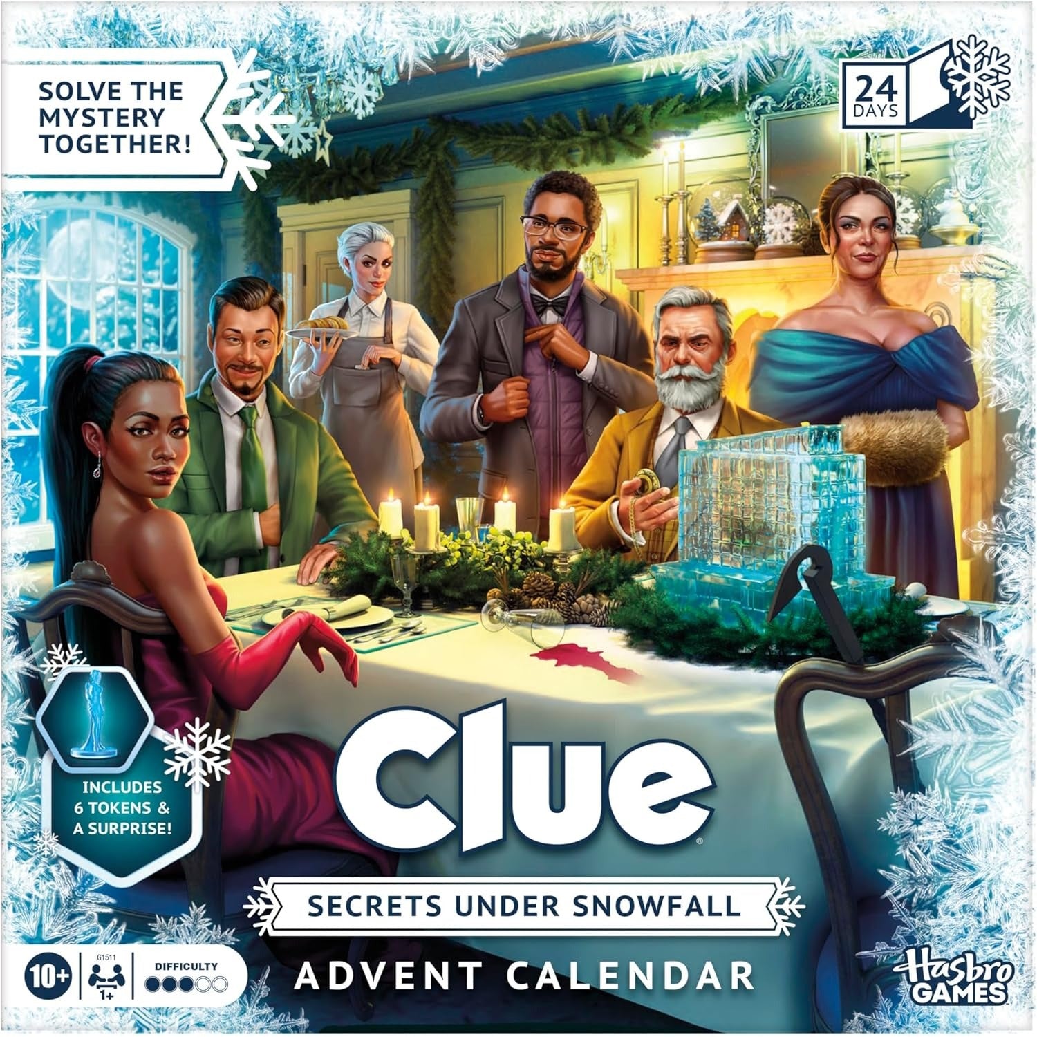 Clue: Advent Calendar - Secrets Under Snowfall [Board Game, 2-4 Players] Board Game Hasbro
