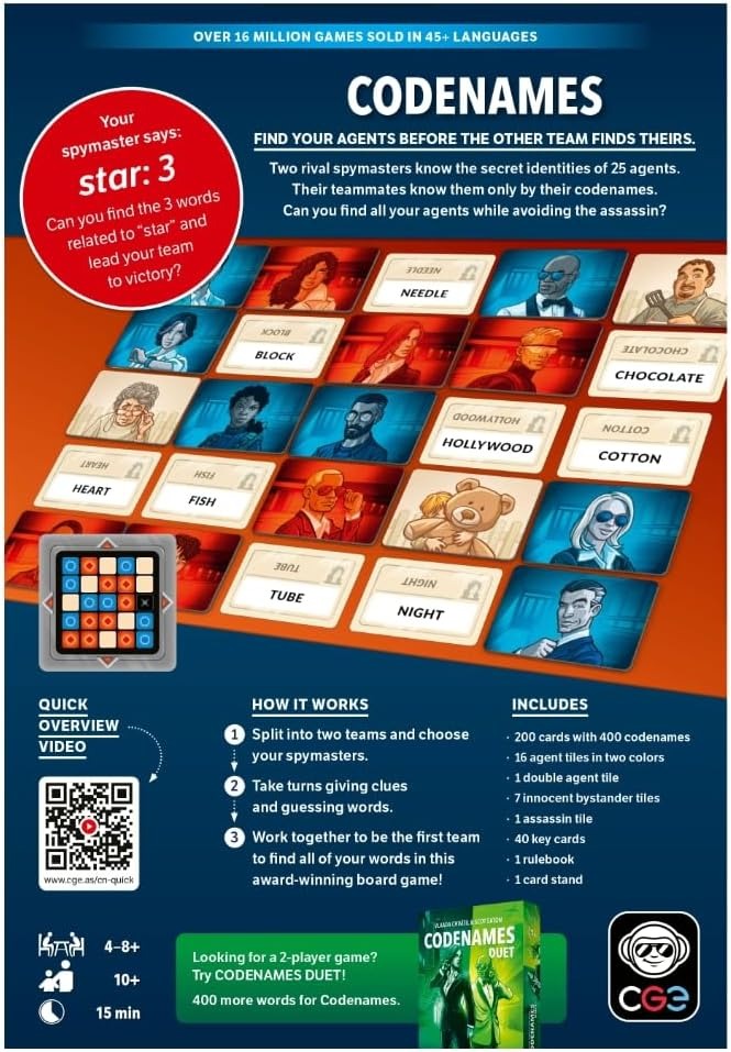 Codenames - New Edition [Board Game, 4-8 Players] Board Game Asmodee