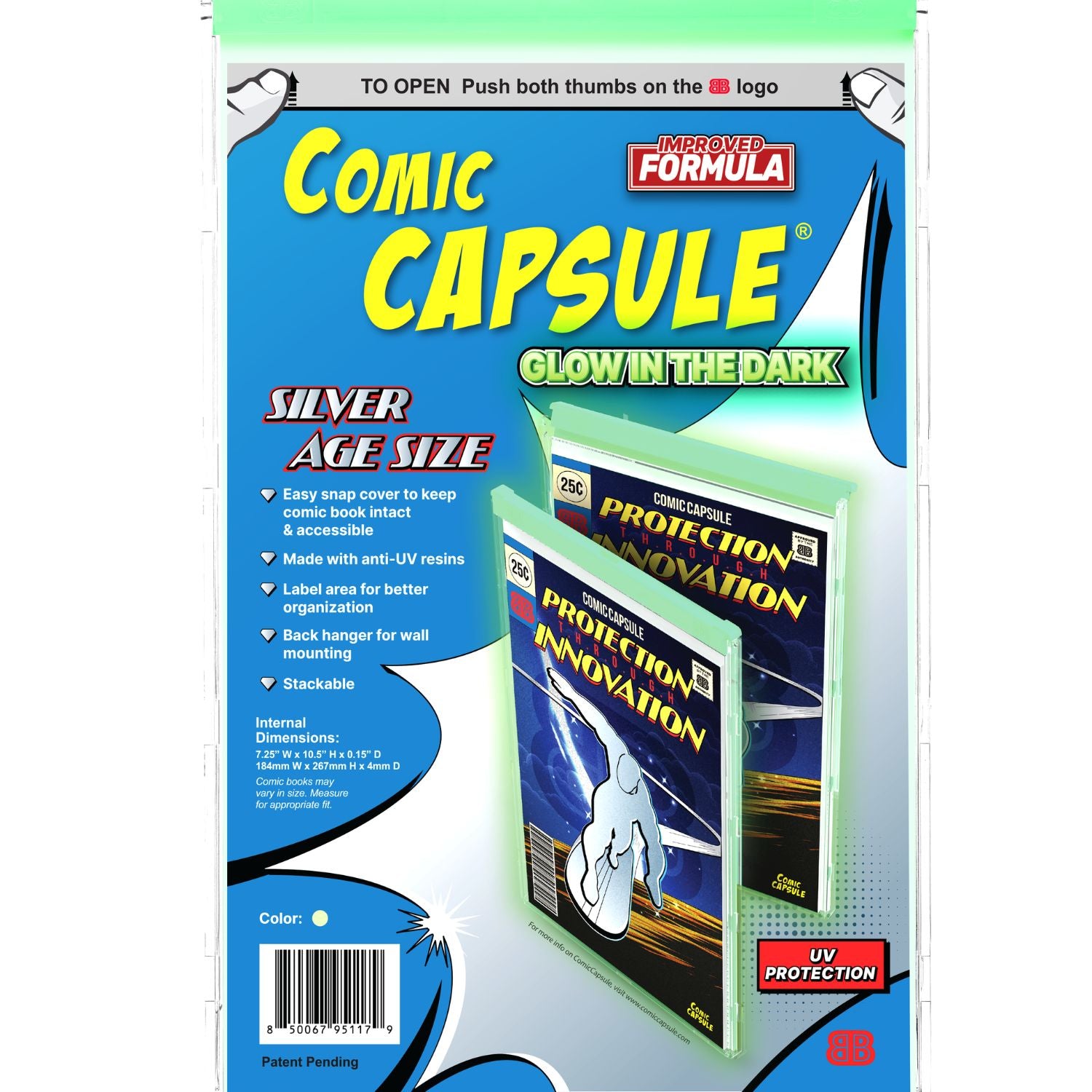 ComicCapsule Protective Case [10 Pack Glow In The Dark Silver Age Size] Comics ComicCapsule