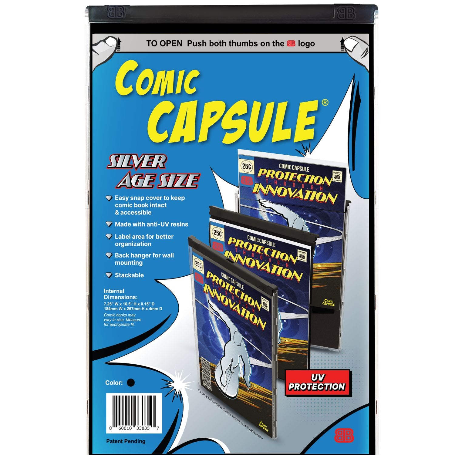 ComicCapsule Protective Case [Black Silver Age Size] Comics ComicCapsule