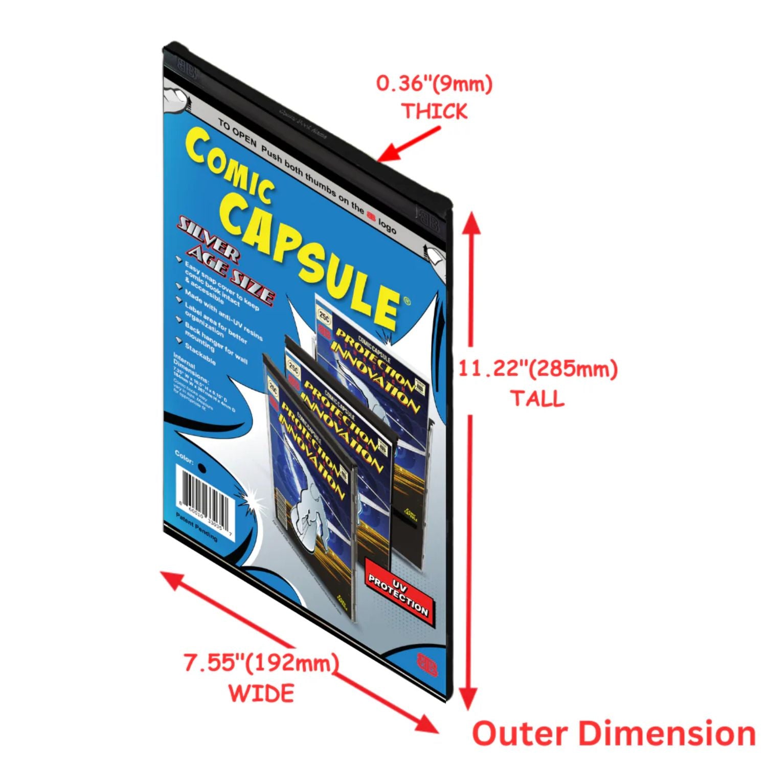 ComicCapsule Protective Case [Black Silver Age Size] Comics ComicCapsule