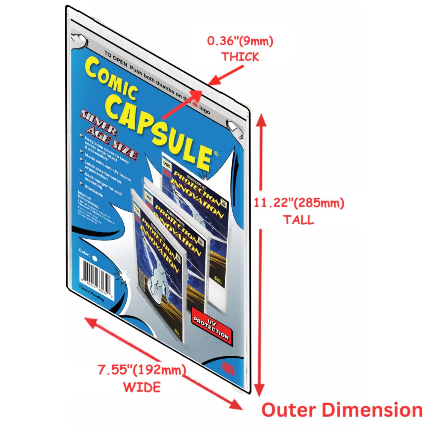 ComicCapsule Protective Case [Clear Silver Age Size] Comics ComicCapsule