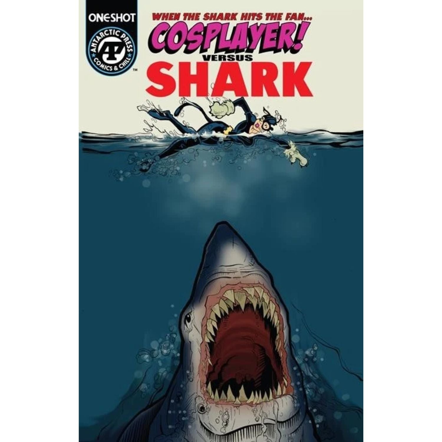 Cosplayer Versus Shark: #1 [Shaun Piela CVR A] 2026 Comics Antarctic Press