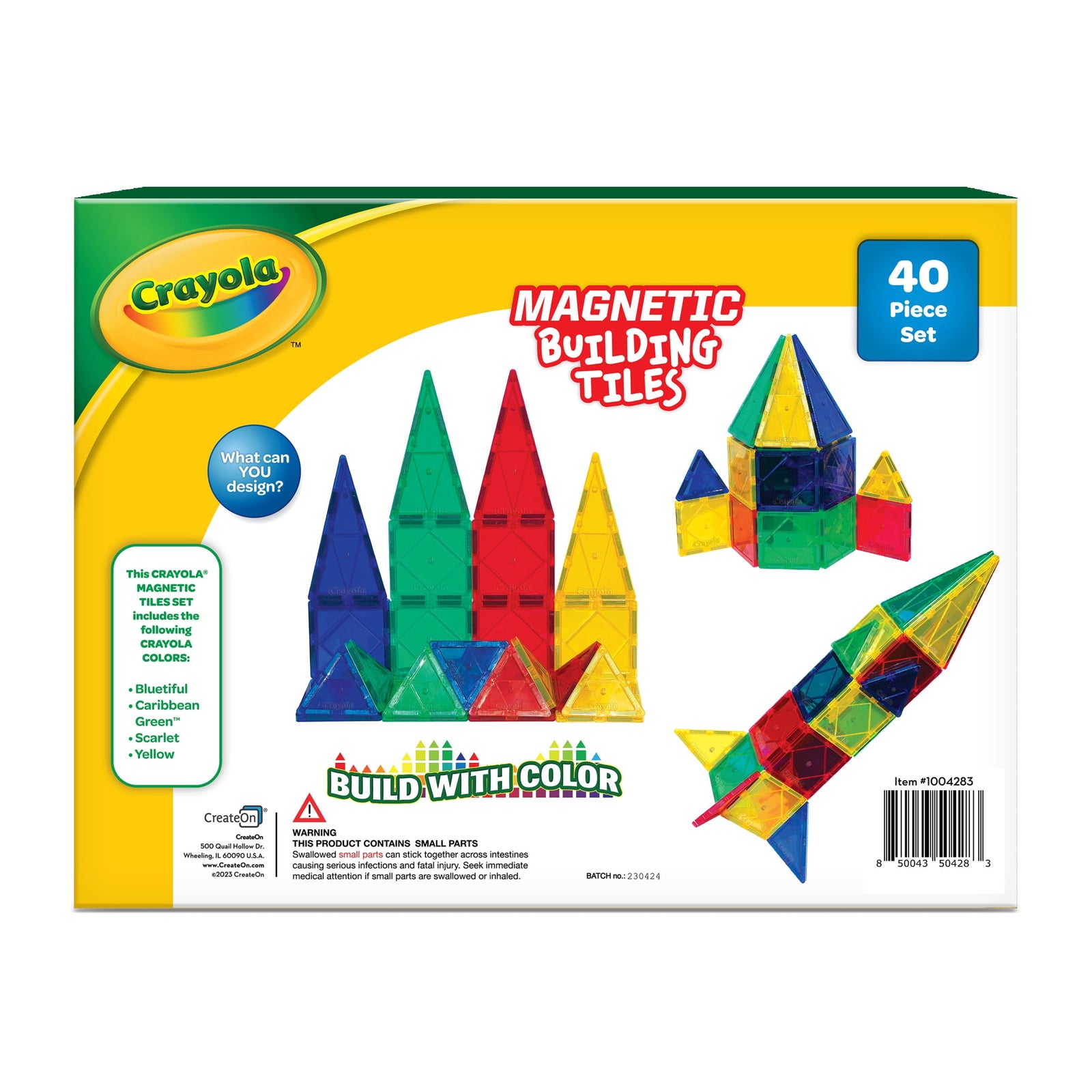 Crayola: Bold and Bright - 40 Piece Magnetic Tile Set Toys & Games Create On